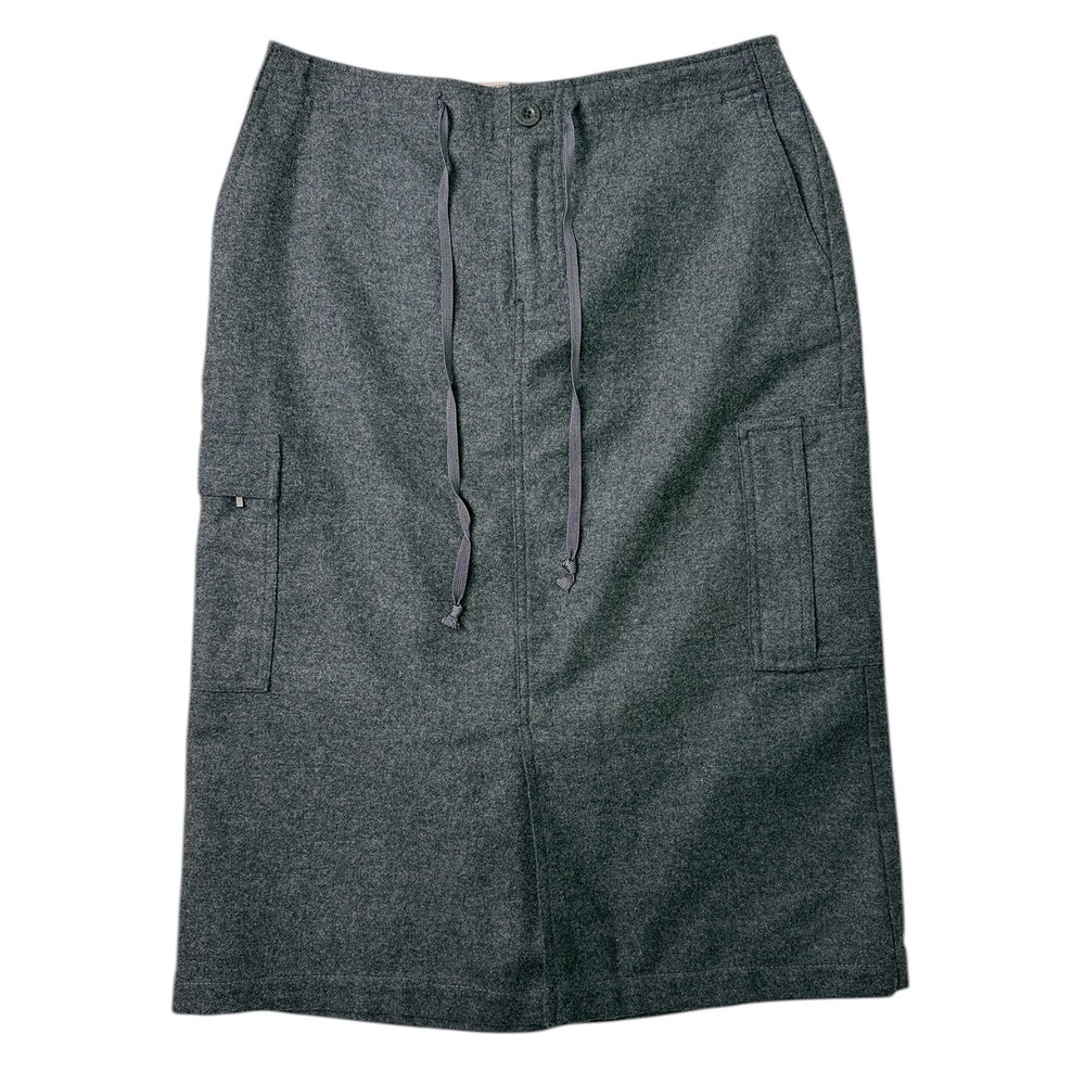 VTG 90s Eddie Bauer 71% Wool Cargo Midi Skirt 6 Gray Drawstring Gorpcore 5768